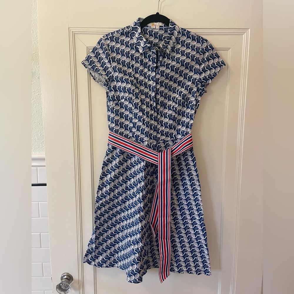 Blue Boden Flamingo Print Dress
